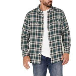 Levi's Men's Ivory Green Navy Plaid Flannel Relaxed LS Button Front Shirt Sz XL